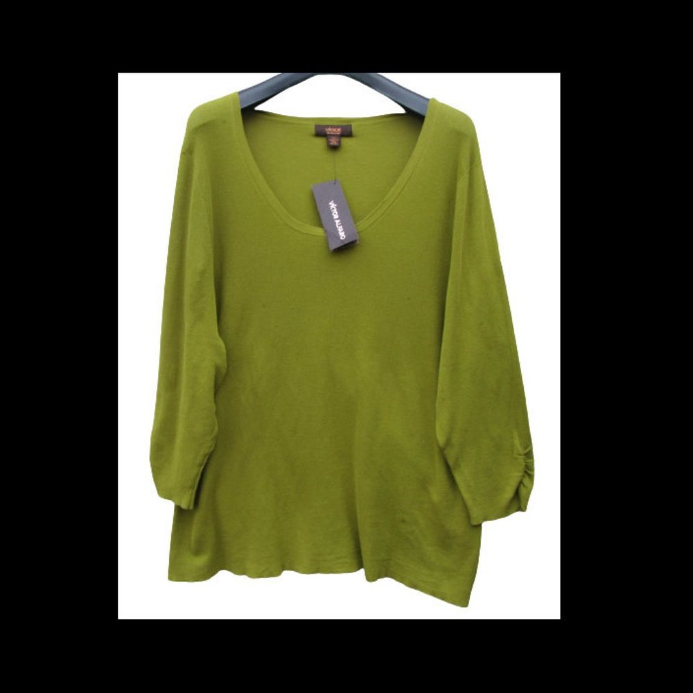 NWT 3X Victor Alfaro Cotton Olive Green Sweater